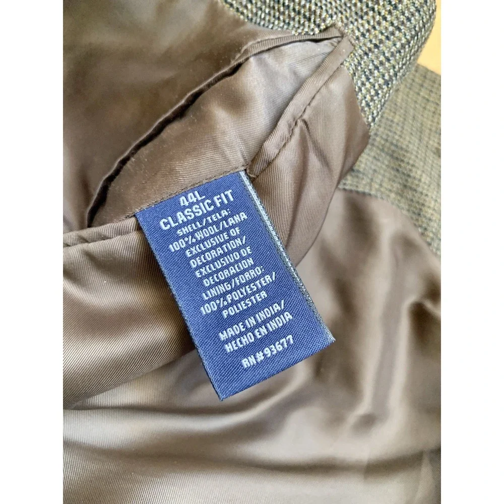 Stafford‎ Essentials Sports Coat 44L Classic Fit Elbow Patch Houndstooth Wool